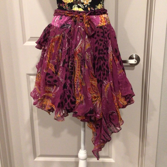 Roberto Cavalli Y2K Asymmetrical Paisley/Animal Print Skirt - Picture 5 of 8